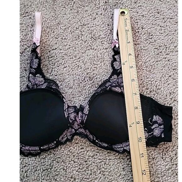 Adore Me Black Sweet Lilac Underwire Push Up Balconette Bra Sz 34C - Picture 6 of 6